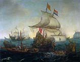 Dutch Ships Ramming Spanish Galleys off the Flemish Coast in October 1602
